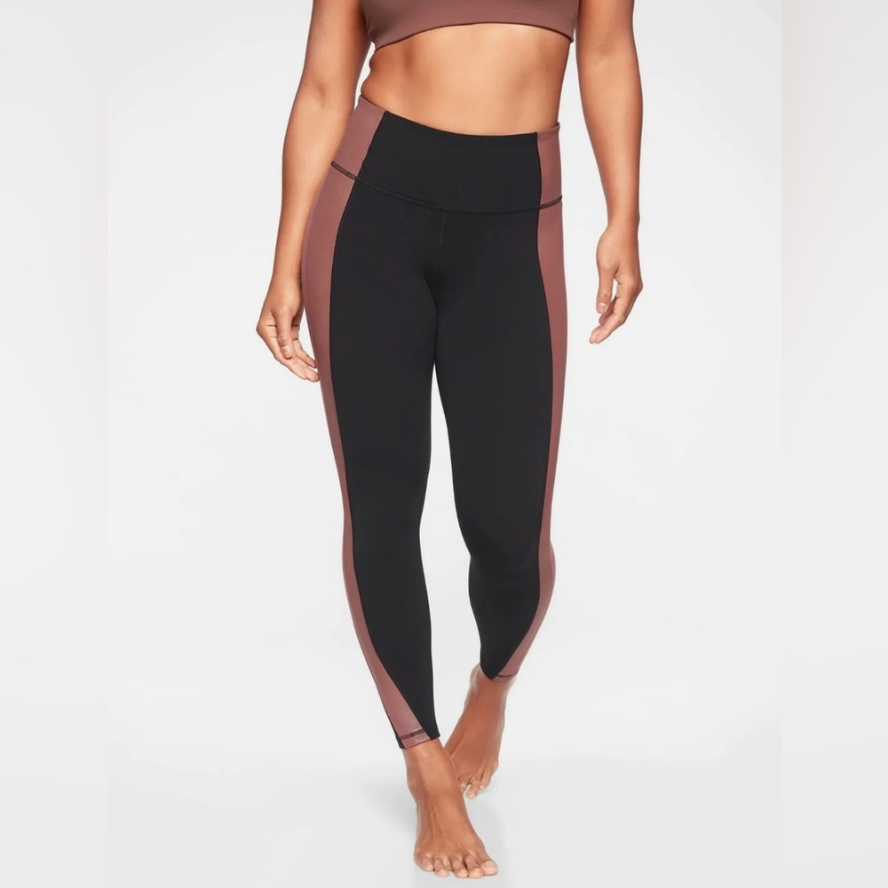 Athleta Women’s Black/ Metallic Brown/Rust 7/8 Length Leggings Size Small